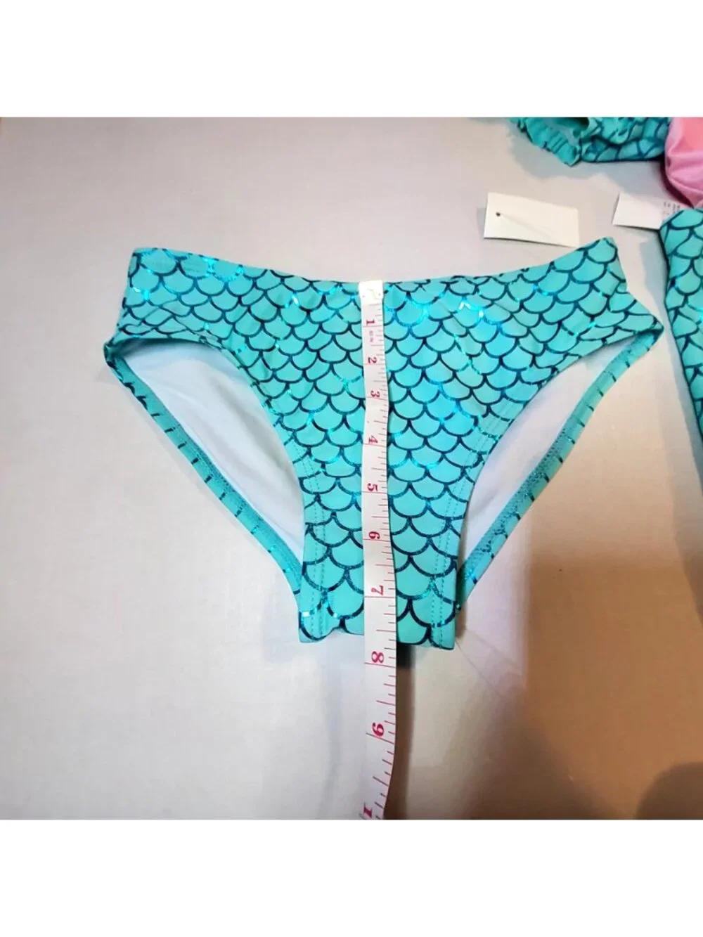 Disney Princess Girls 3-Piece Mermaid Swimsuit Set With Skirt Pink & Aqua Sz 7/8